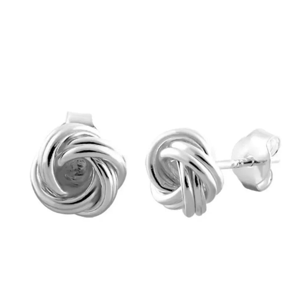 Texas Style Sterling Silver Love Knot Stud Earrings High Polish .925 Jewelry